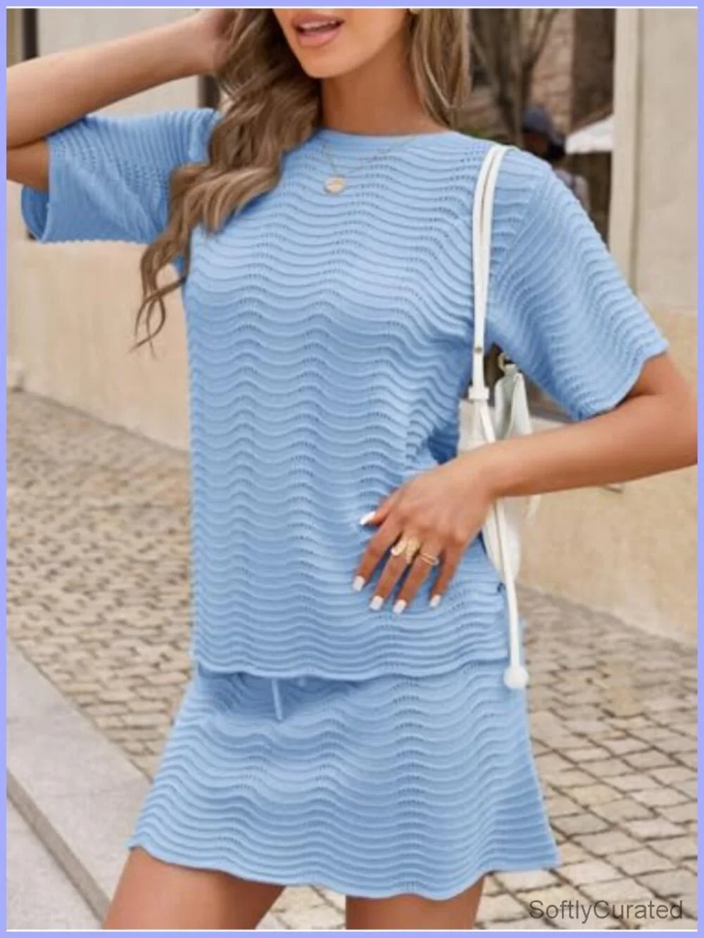 Women's Crochet Swimsuit Coverup 2 Piece Skirt Set Beach Vacation Clothes